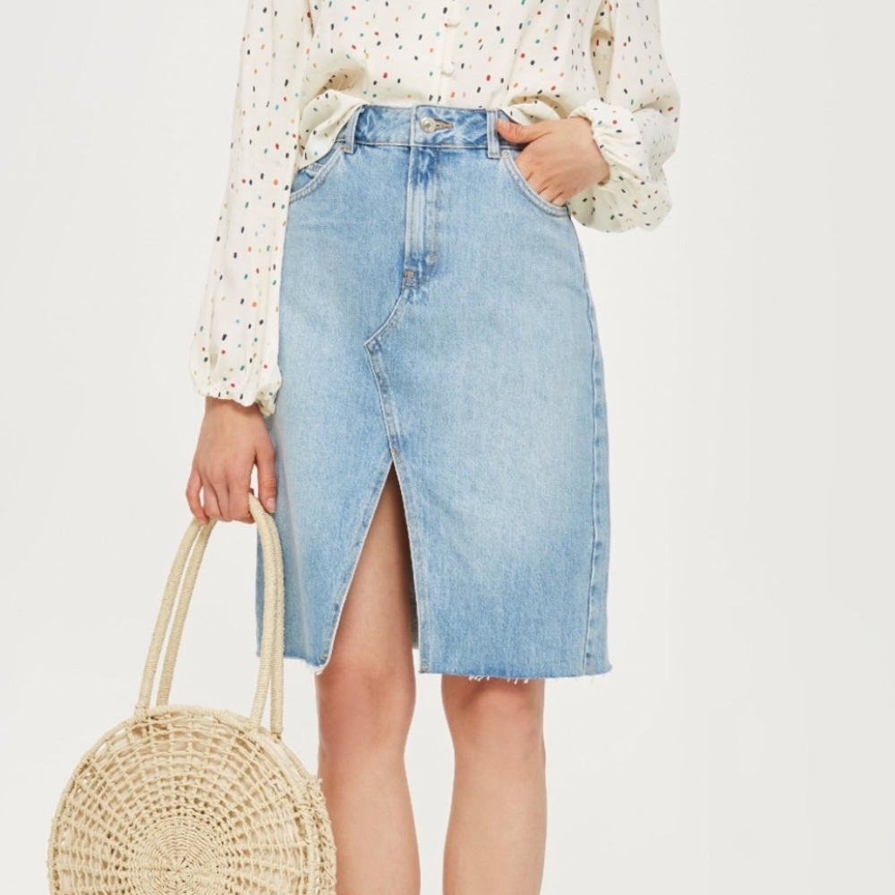 Topshop white denim pencil skirt size US2